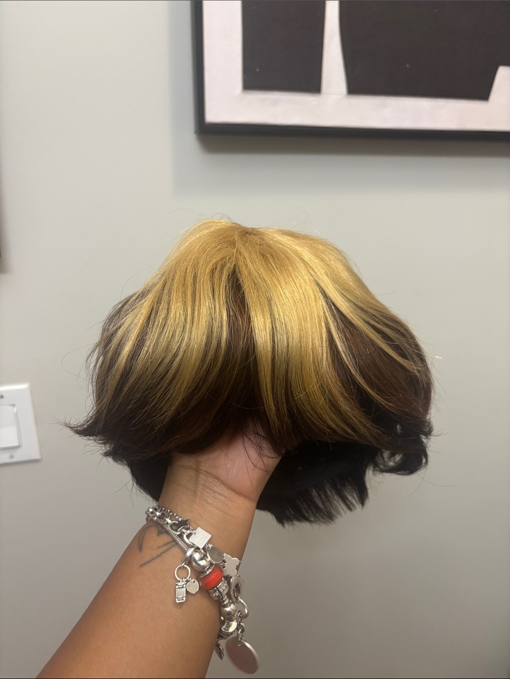Blonde and Dark Brown Short Layered Women's Wig - Fashion Hairpiece